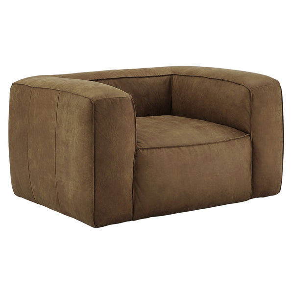 Kerr Leather Accent Chair with Feather Foam Cushion for Living Room Seating