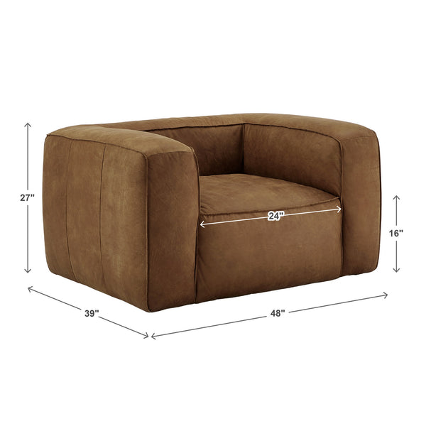 Kerr Leather Accent Chair with Feather Foam Cushion for Living Room Seating