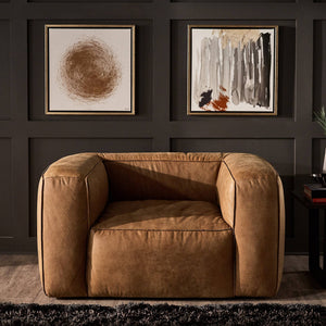 Kerr Leather Accent Chair with Feather Foam Cushion for Living Room Seating