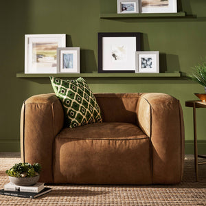 Kerr Leather Accent Chair with Feather Foam Cushion for Living Room Seating