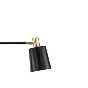 English Elm Crenshaw Mid-Century Black Metal Floor Lamp with Brass Accents, Adjustable Horn Shade for Reading Ambience B062P333401