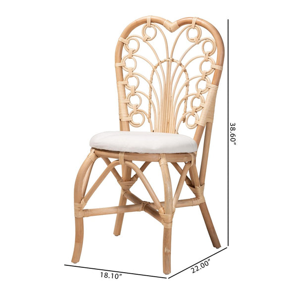 English Elm Bohemian Handwoven Kubu Rattan Mahogany Wood Dining Chair Organic Eclectic Style B2750P467670