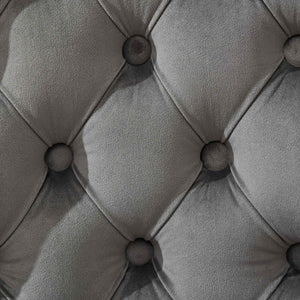 English Elm Thick Velvet Swivel Barstools with 17.7" Chrome Base, Tufted Diamond Pleating, Comfort Foam Seats Gray W1143P335043