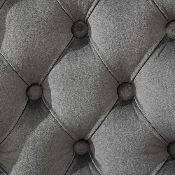 English Elm Thick Velvet Swivel Barstools with 17.7" Chrome Base, Tufted Diamond Pleating, Comfort Foam Seats Gray W1143P335043