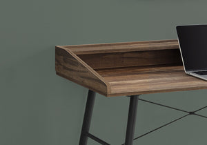English Elm Computer Desk With Hutch – Modern Farmhouse Style, Brown Laminate Top & Black Metal Base, 48” Long B2710P219824
