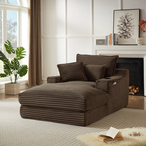 English Elm 47.24 Plush modern compression sofa with S-curve arms, cup holders, cotton lumbar pillow and deep seat comfort Brown W3396P373320