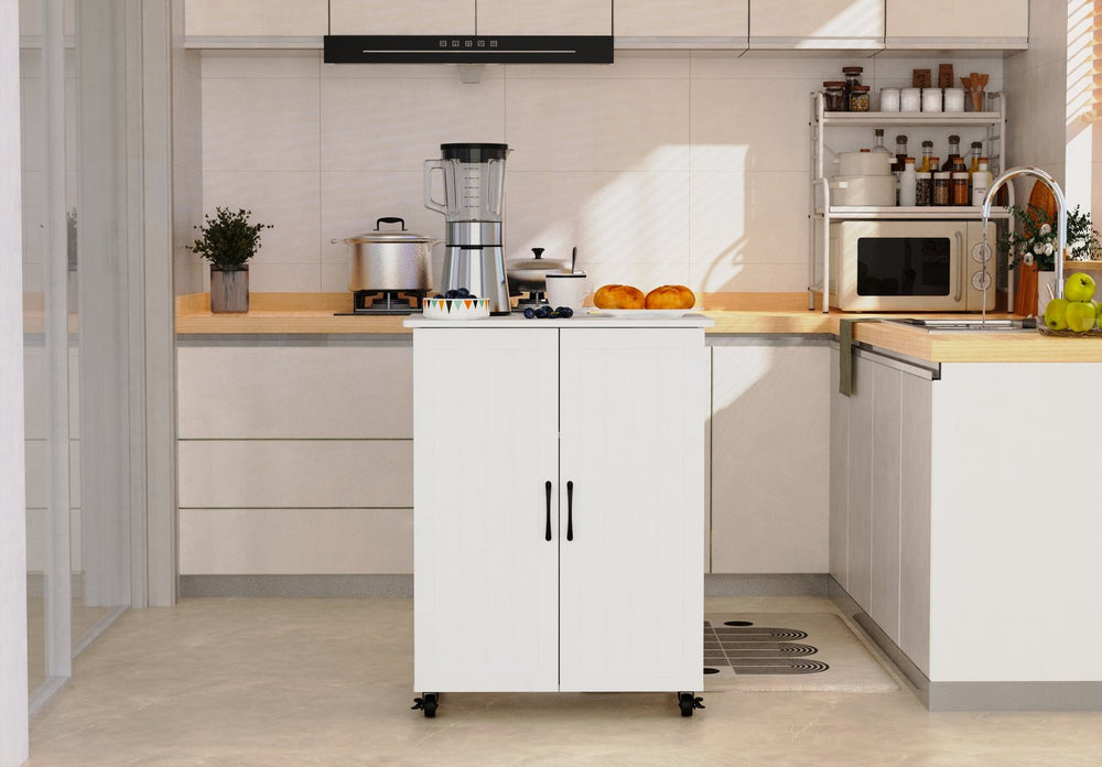 English Elm Kitchen Island With Wheels - Compact Mobile Cart For Crafting, Coffee, And Smart Storage Solutions W3062P289219