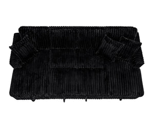 English Elm U U Shaped Sleeper Sofa with Pull-Out Bed and Hidden Chaise Storage, Plush Corduroy Comfort Black W1417S00136
