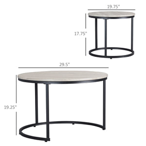 English Elm HOMCOM Industrial Round Nesting Tables Set of 2 – Space-Saving Stacking Coffee & Side Tables, Grey W2225P229744