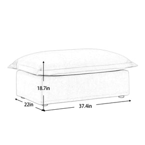 English Elm Koala Ottoman with Removable Chenille Cover, High-Density Foam Comfort and Elegant Stitching Finish Orange W3041P281161