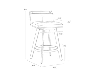Sunpan ARIZONA Swivel Counter Stool - Art Deco Elegance in Milliken Cognac with 360° Comfort for Home & Bar 112207