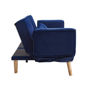 English Elm 72.8" Velvet Futon Sleeper Sofa Split Back Reclining Couch for Apartments and Guest Rooms Navy Blue W1669P364130