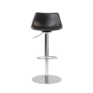 EuroStyle Rudy Adjustable Swivel Barstool with Leather Seat and Brushed Steel Base Black 05204BLK