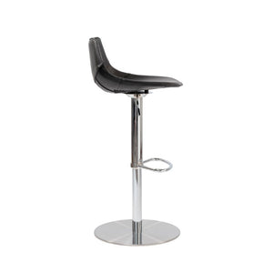 EuroStyle Rudy Adjustable Swivel Barstool with Leather Seat and Brushed Steel Base Black 05204BLK