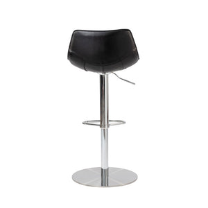 EuroStyle Rudy Adjustable Swivel Barstool with Leather Seat and Brushed Steel Base Black 05204BLK