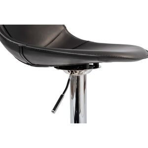 EuroStyle Rudy Adjustable Swivel Barstool with Leather Seat and Brushed Steel Base Black 05204BLK