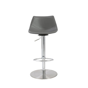 EuroStyle Rudy Adjustable Swivel Barstool with Leather Seat and Brushed Steel Base Gray 05204GRY