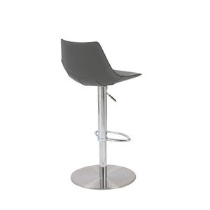 EuroStyle Rudy Adjustable Swivel Barstool with Leather Seat and Brushed Steel Base Gray 05204GRY