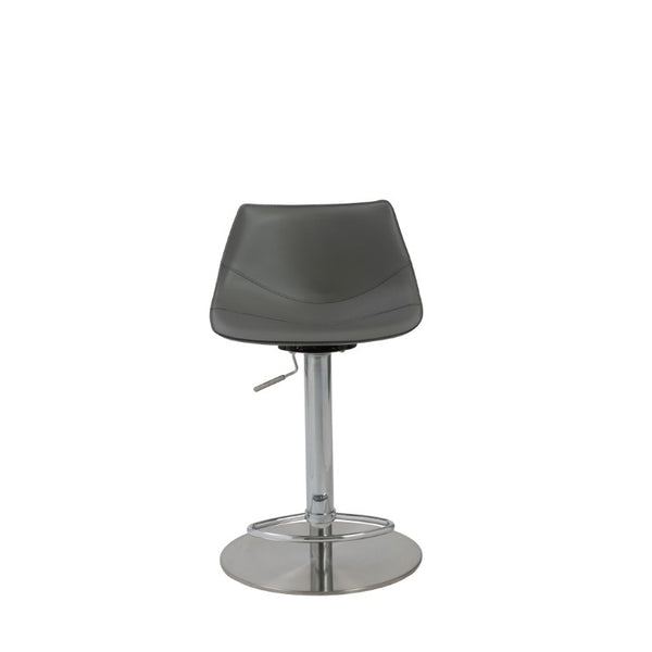 EuroStyle Rudy Adjustable Swivel Barstool with Leather Seat and Brushed Steel Base Gray 05204GRY