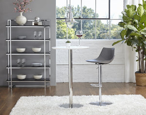 EuroStyle Rudy Adjustable Swivel Barstool with Leather Seat and Brushed Steel Base Gray 05204GRY