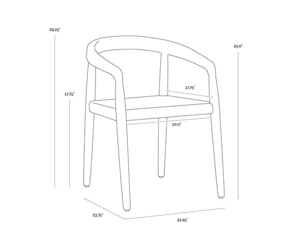 Sunpan Cayman Stylish Dining Armchair - Durable Teak Frame with Eco-Friendly Italian Strap for Outdoor Comfort