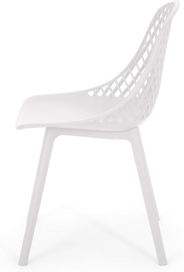 English Elm Christopher Knight Home® - LILY Weather-Resistant Outdoor Dining Chairs Set of 4 — Durable Polypropylene Mesh Design for Patios White 28 L x 26 W x 19.75 H N776P243071W