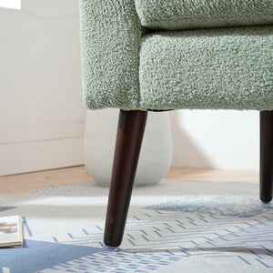 English Elm Modern Accent Chair Upholstered Armchair with Chenille Fabric, Ergonomic Padded Seat, Wood Legs for Living Room Seating Comfort and Stylish Mid Century Flair Green W1028P236497