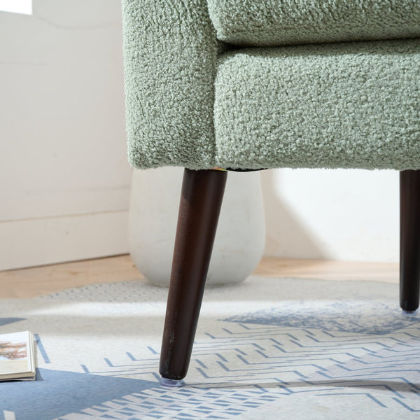 English Elm Modern Accent Chair Upholstered Armchair with Chenille Fabric, Ergonomic Padded Seat, Wood Legs for Living Room Seating Comfort and Stylish Mid Century Flair Green W1028P236497