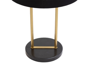 Sunpan Kezna Table Lamp - Elegant Black Marble Base With Matte Black Shade & Brass Accents For Modern Décor Black Fabric 109263