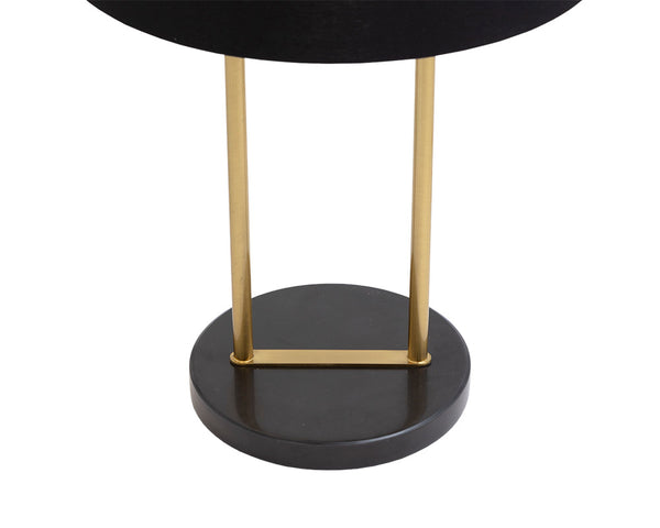 Sunpan Kezna Table Lamp - Elegant Black Marble Base With Matte Black Shade & Brass Accents For Modern Décor Black Fabric 109263