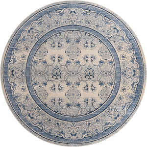 Unique Loom La Jolla Botanica Machine Made Floral Rug Ivory Blue, Beige/Blue/Light Blue/Ivory 12' 2" x 12' 2"