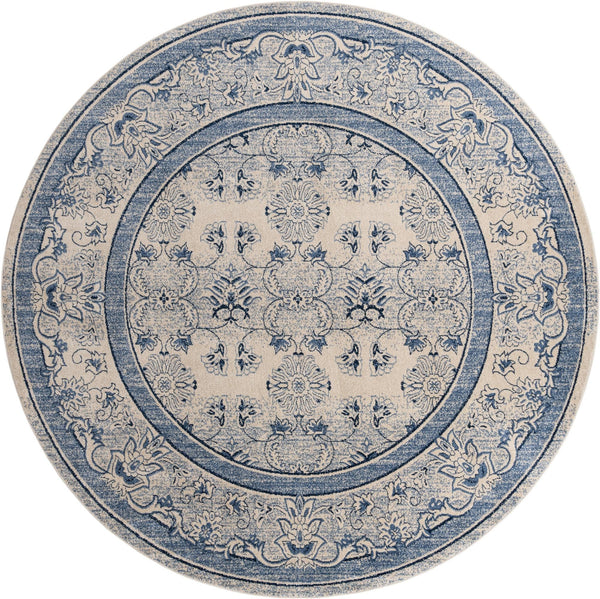 Unique Loom La Jolla Botanica Machine Made Floral Rug Ivory Blue, Beige/Blue/Light Blue/Ivory 12' 2" x 12' 2"