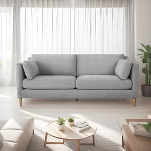 JLA Home Chapel Hill - Dining Chapel Hill Gabriella Sofa — Beige Mid-Century Compact Sofa with Oak Oat Legs, Foam Cushions CH106-1000