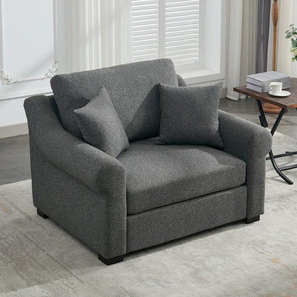 English Elm Modern Oversized Chenille Armchair with Wide Armrests, Removable Covers, Sturdy L-Shape Legs for Cozy Lounging Grey 38.5 L x 28 W x 15.75 H BS701P188662G
