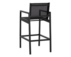 Sunpan MERANO Barstool - Modern Black Aluminum, Breathable Mesh Seat, Perfect for Home Bars & Cafes 110969