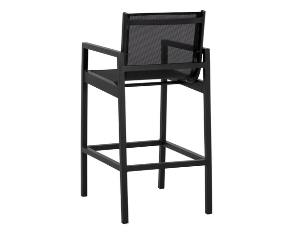 Sunpan MERANO Barstool - Modern Black Aluminum, Breathable Mesh Seat, Perfect for Home Bars & Cafes 110969