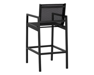 Sunpan Merano Barstool - Modern Aluminum Frame with Breathable Mesh Back for Stylish Comfort and Durability Black