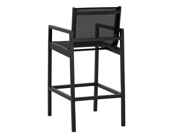 Sunpan Merano Barstool - Modern Aluminum Frame with Breathable Mesh Back for Stylish Comfort and Durability Black