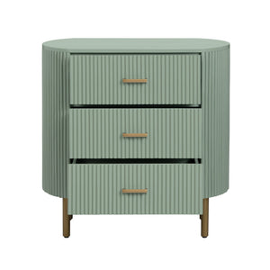 Crestview Collection Sage Fluted Oval Chest With Brass Legs - Stylish Storage Solution For Hallways, Nurseries & Offices Green Solid Wood Cvfdr1308