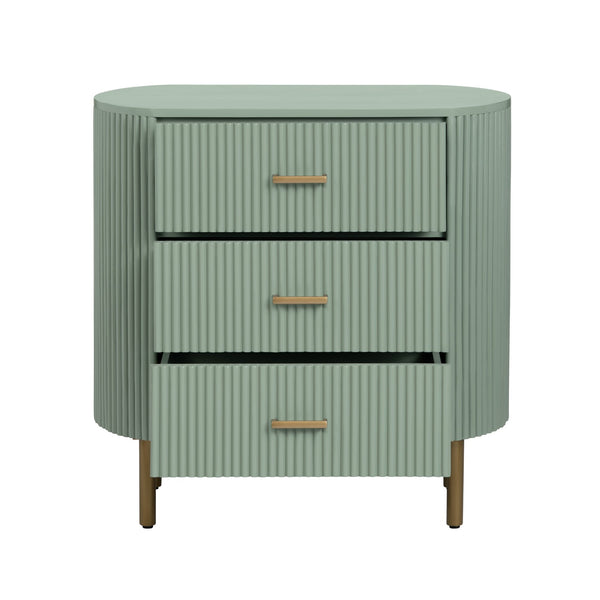 Crestview Collection Sage Fluted Oval Chest With Brass Legs - Stylish Storage Solution For Hallways, Nurseries & Offices Green Solid Wood Cvfdr1308