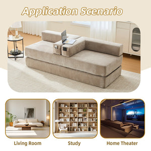 English Elm UNITED Folding Sofa Bed with Removable Cover Zipper, Chenille Memory Foam Sleeper for Small Spaces khaki W1568P293804