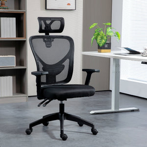English Elm Vinsetto High Back Ergonomic Office Chair With Adjustable Lumbar Support & Reclining Headrest, Black W2225P217484-GIGA