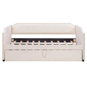 English Elm Twin Velvet Upholstered Daybed with Pop up Trundle for Guest or Kids Rooms SF000197AAA