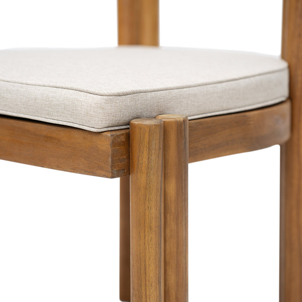 English Elm Christopher Knight Home® - Cove Acacia Wood Armless Dining Chairs Set Of 2 – Stylish Teak Finish & Comfortable Beige Cushions N775P329651T