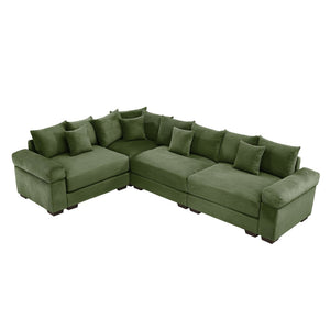 English Elm Oversized Modular Sectional Couch - Cloud-Like Comfort, Deep Seats, 13 Pillows, Ergonomic Design, Green W714S01340-GIGA