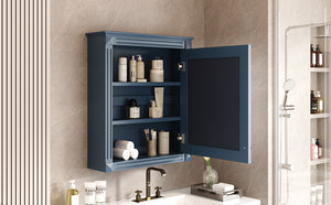 English Elm 24'' 24'' Wall Mounted Bathroom Mirror Cabinet with Adjustable Shelves, Space-Saving Modern Storage Solution Blue N710P195492C
