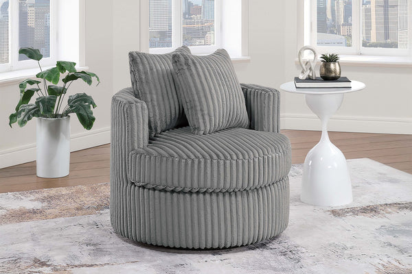 English Elm Comfortable Plush Fur-Like Corduroy Swivel Chair with Rounded Base, Removable Cushion & Pillows for Living Room Comfort Smoke 34 L x 28 W x 35 H B011P369868