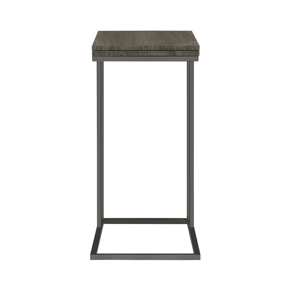 English Elm Expandable Weathered Grey C-Table with Fold-Out Top, Scratch-Resistant Laminate, Metal Base — Slim Space-Saver for Modern Living B016P381252
