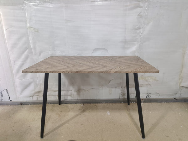 English Elm Modern MDF wood dining table with black metal legs — compact 4-6 seater, waterproof, anti-scratch, 300lb capacity, easy assembly W3732P370642