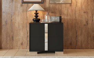 English Elm Elegant Nightstand with Metal Feet and Two Spacious Drawers for Stylish Bedroom and Living Rooms Black 28.75 L x 17.75 W x 7.75 H N733P307938B